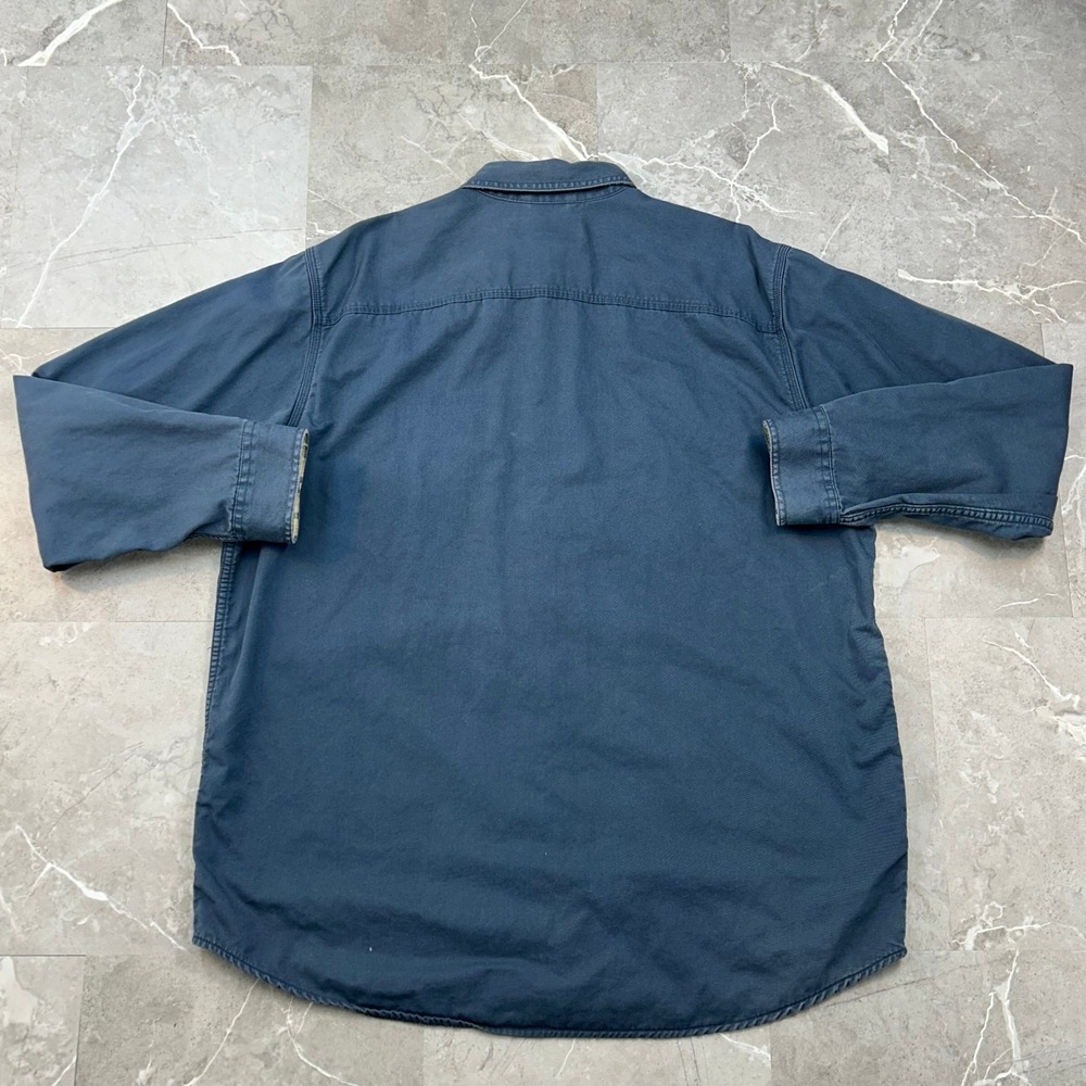 LL Bean Flannel Lined Work Shirt Mens Large Button Up Blue Workwear Outdoor Gorp - Picture 3 of 10